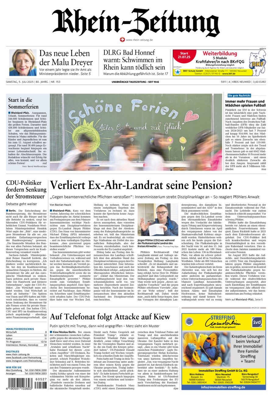 Rhein-Zeitung Kreis Neuwied vom Samstag, 05.07.2025