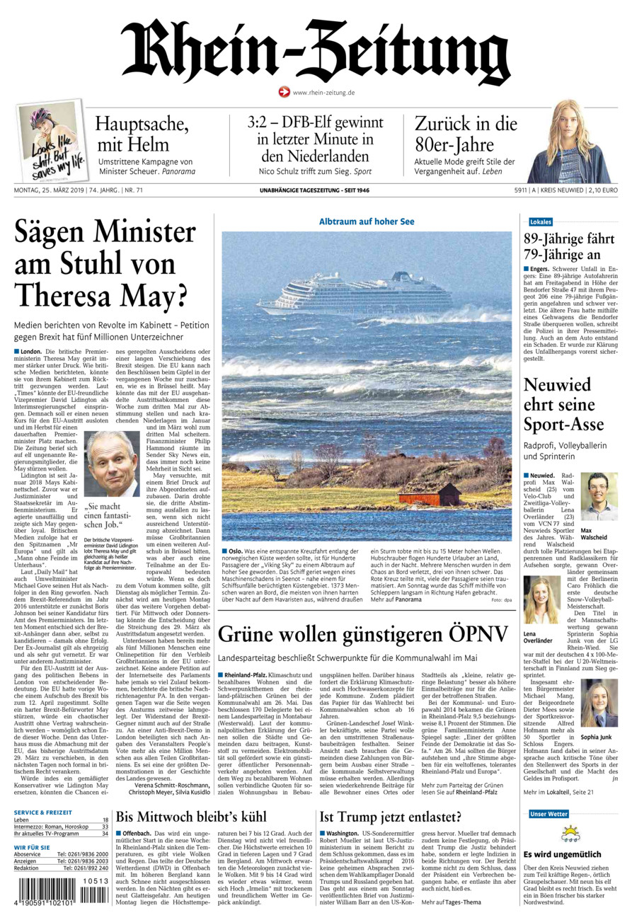 Rhein-Zeitung Kreis Neuwied vom Montag, 25.03.2019