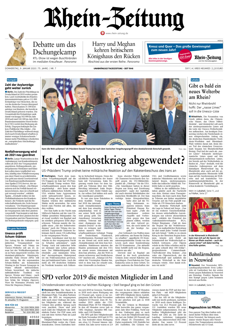 Rhein-Zeitung Kreis Neuwied vom Donnerstag, 09.01.2020