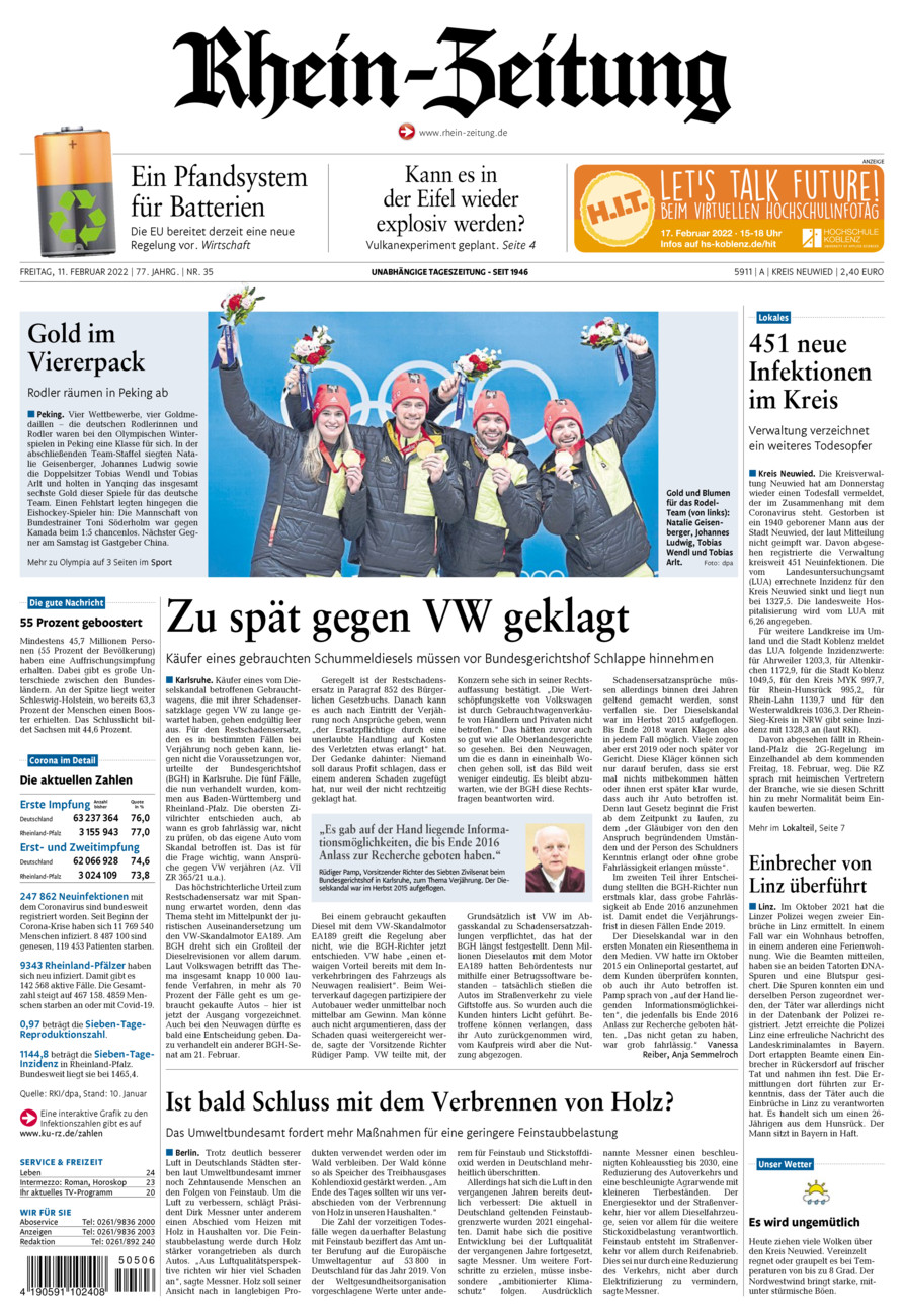 Rhein-Zeitung Kreis Neuwied vom Freitag, 11.02.2022
