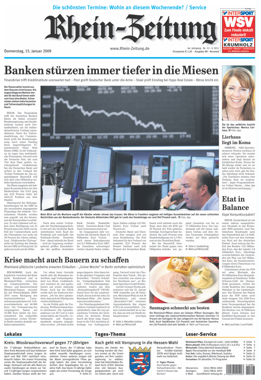 Rhein-Zeitung Kreis Neuwied vom Donnerstag, 15.01.2009