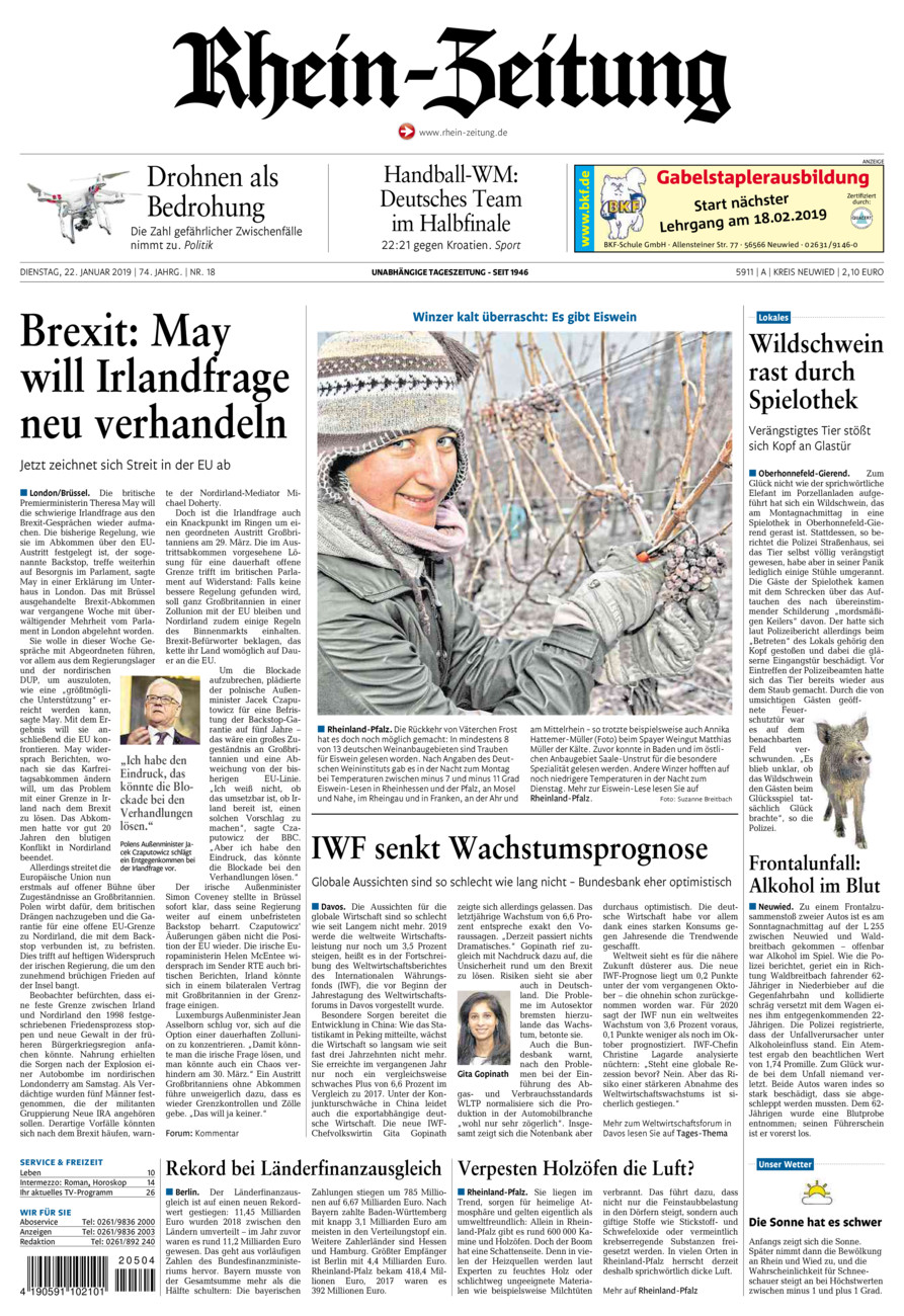 Rhein-Zeitung Kreis Neuwied vom Dienstag, 22.01.2019
