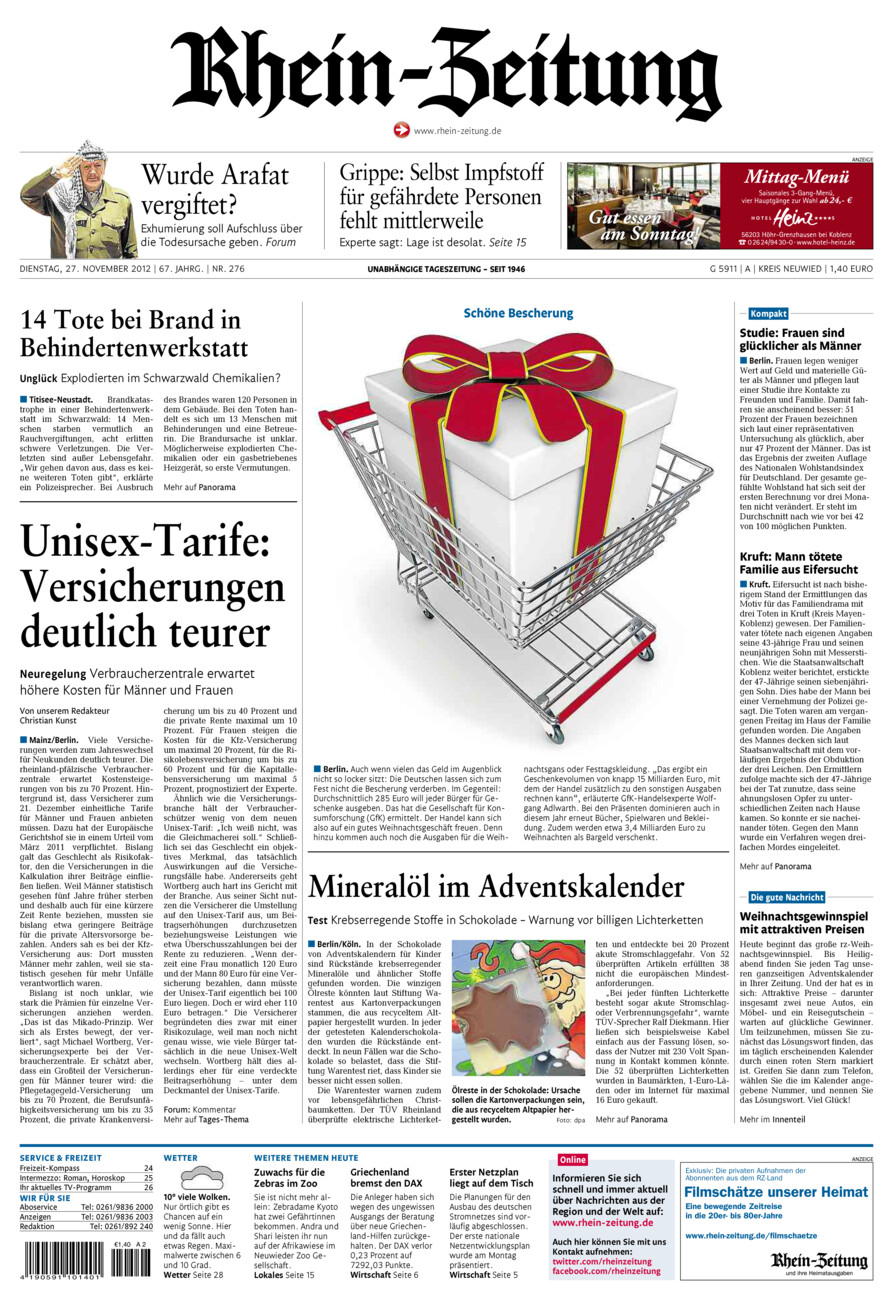 Rhein-Zeitung Kreis Neuwied vom Dienstag, 27.11.2012
