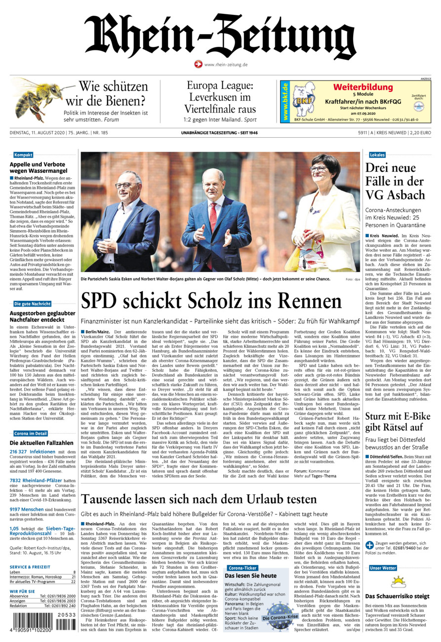 Rhein-Zeitung Kreis Neuwied vom Dienstag, 11.08.2020