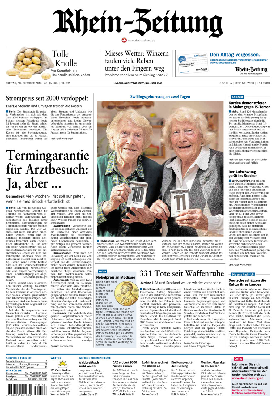 Rhein-Zeitung Kreis Neuwied vom Freitag, 10.10.2014
