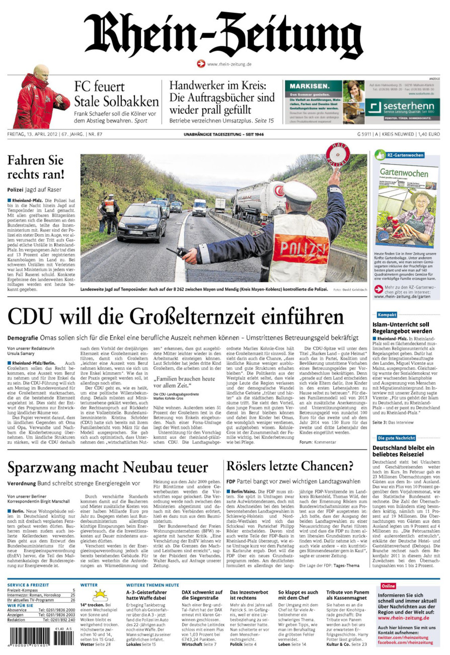 Rhein-Zeitung Kreis Neuwied vom Freitag, 13.04.2012