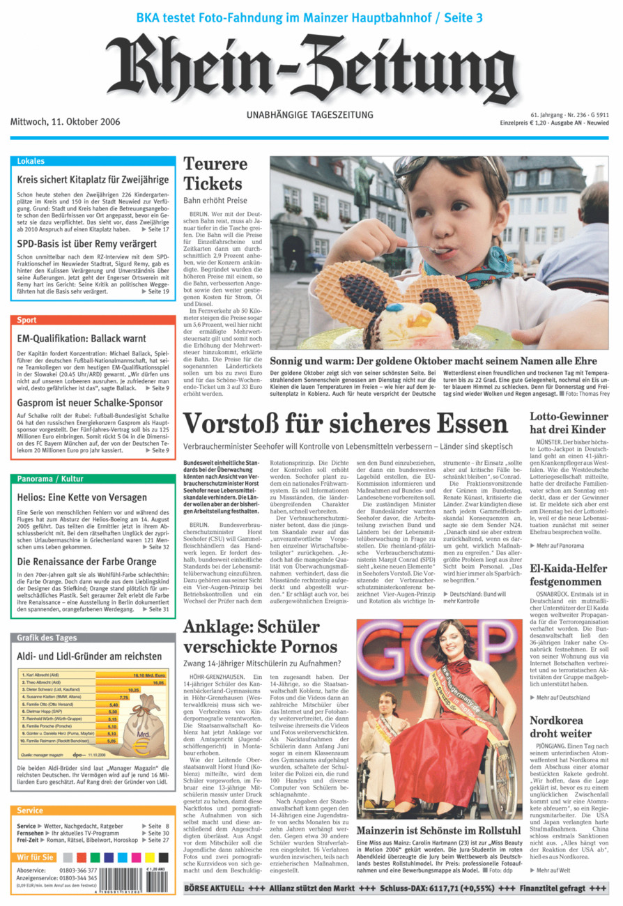 Rhein-Zeitung Kreis Neuwied vom Mittwoch, 11.10.2006