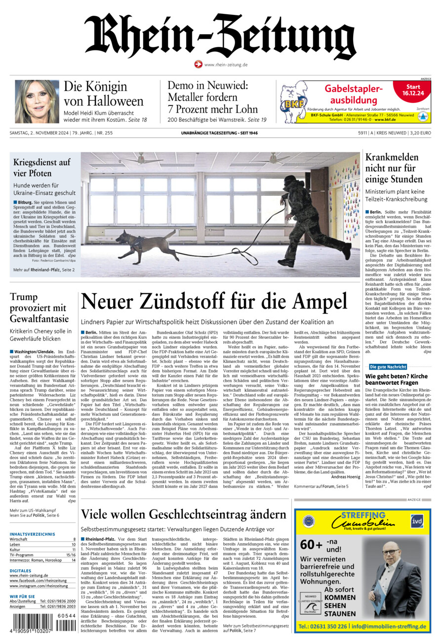 Rhein-Zeitung Kreis Neuwied vom Samstag, 02.11.2024