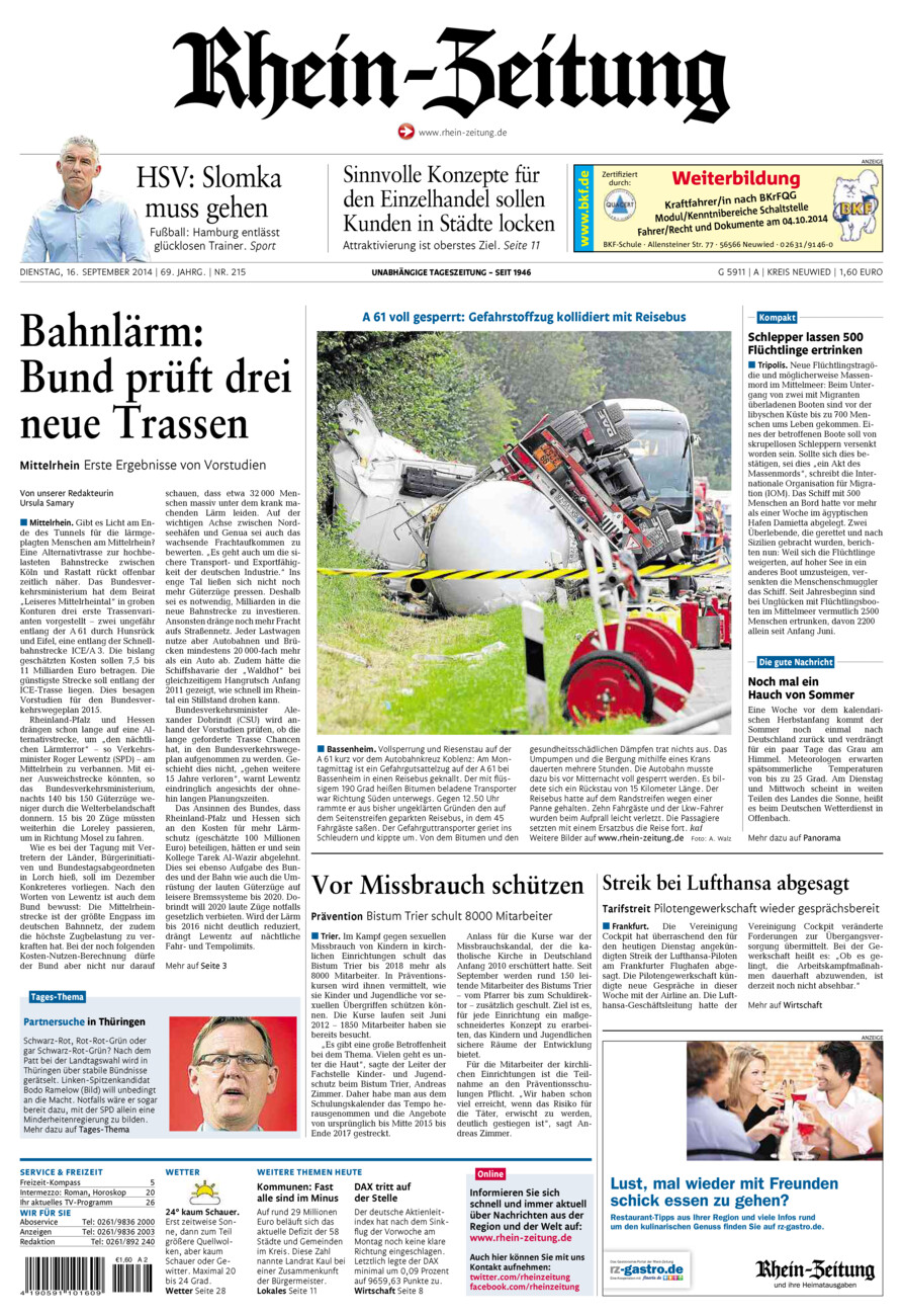 Rhein-Zeitung Kreis Neuwied vom Dienstag, 16.09.2014