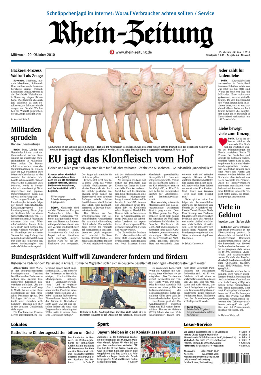 Rhein-Zeitung Kreis Neuwied vom Mittwoch, 20.10.2010
