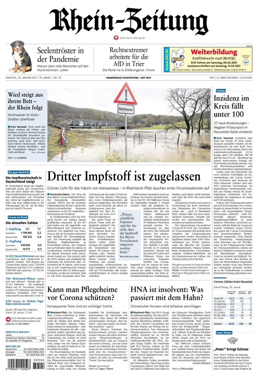 Rhein-Zeitung Kreis Neuwied vom Samstag, 30.01.2021