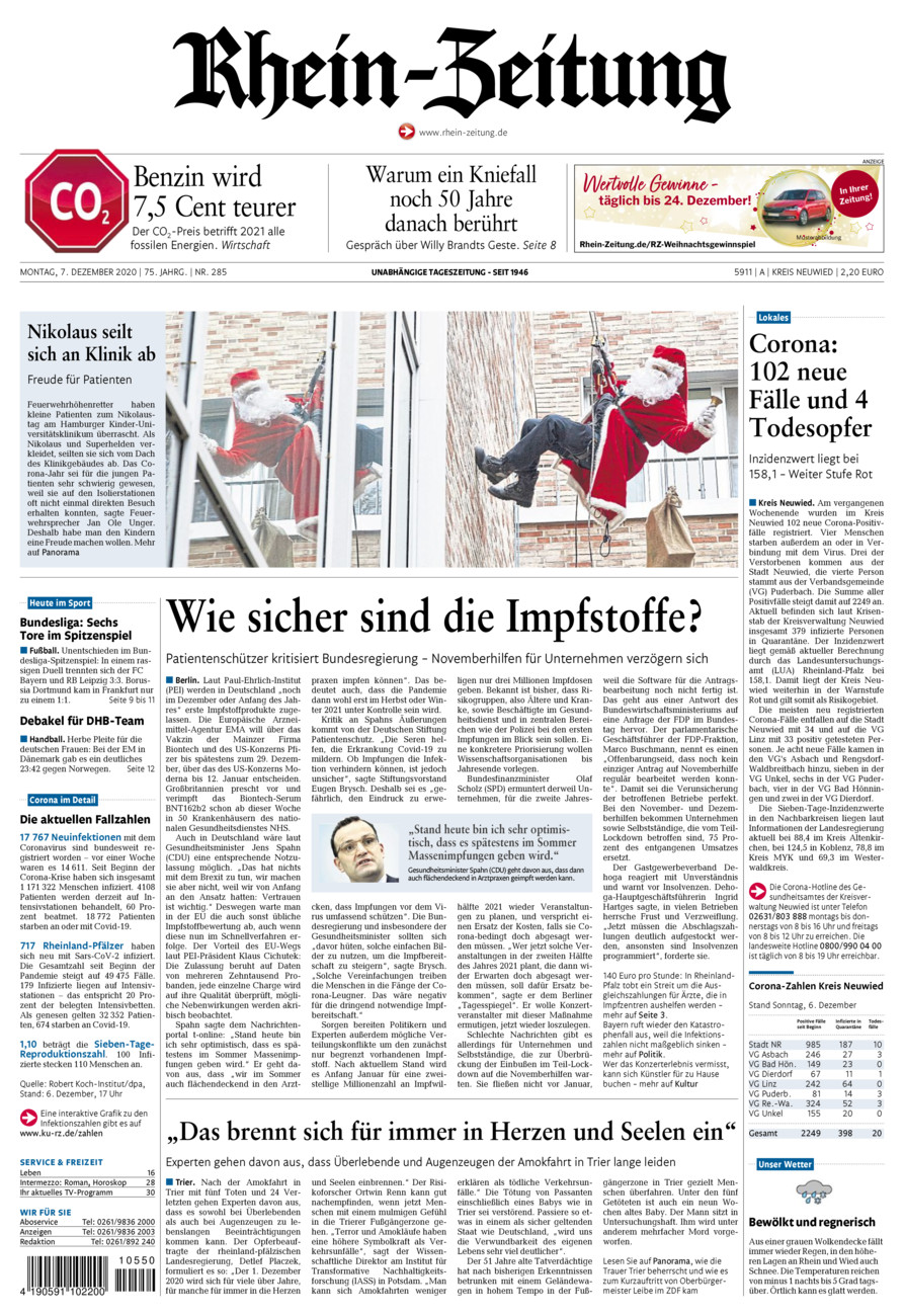 Rhein-Zeitung Kreis Neuwied vom Montag, 07.12.2020