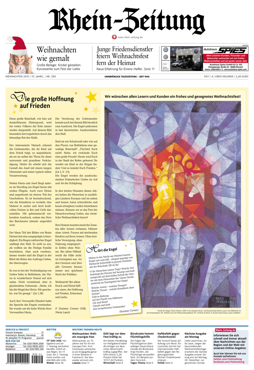 Rhein-Zeitung Kreis Neuwied vom Donnerstag, 24.12.2015