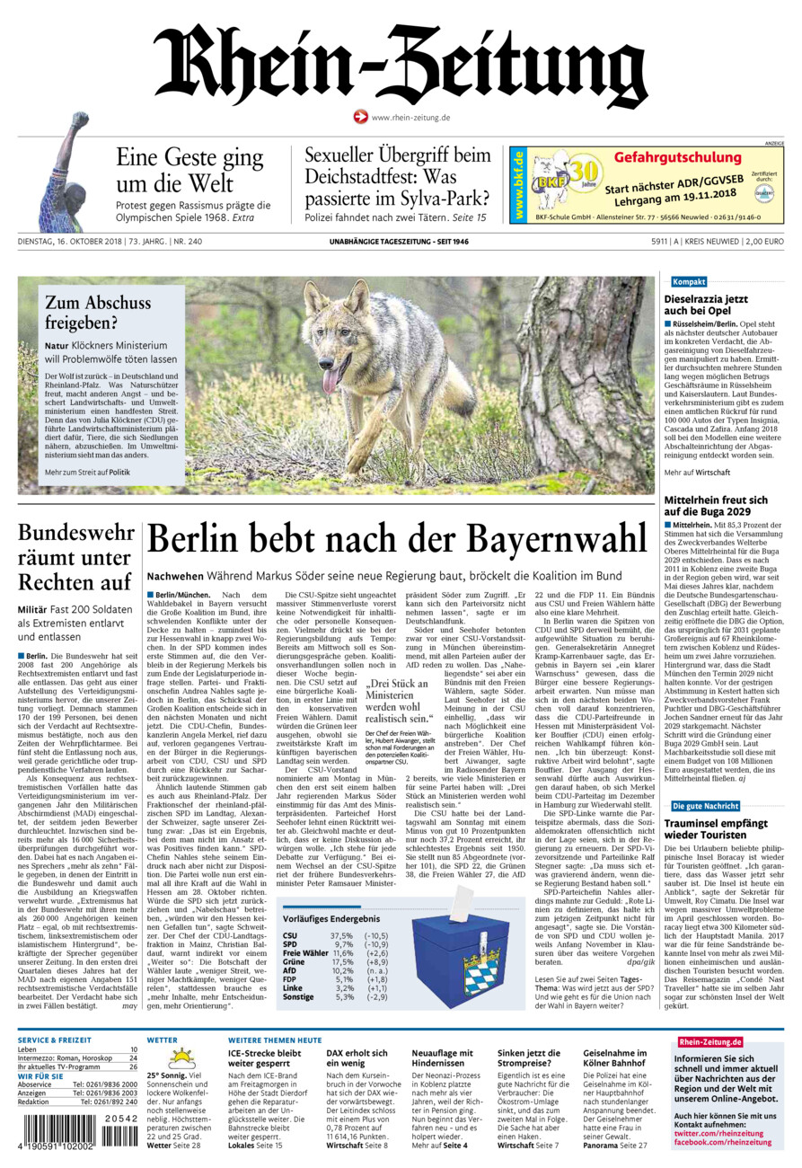 Rhein-Zeitung Kreis Neuwied vom Dienstag, 16.10.2018