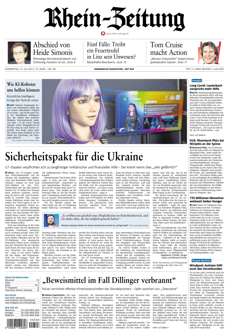Rhein-Zeitung Kreis Neuwied vom Donnerstag, 13.07.2023