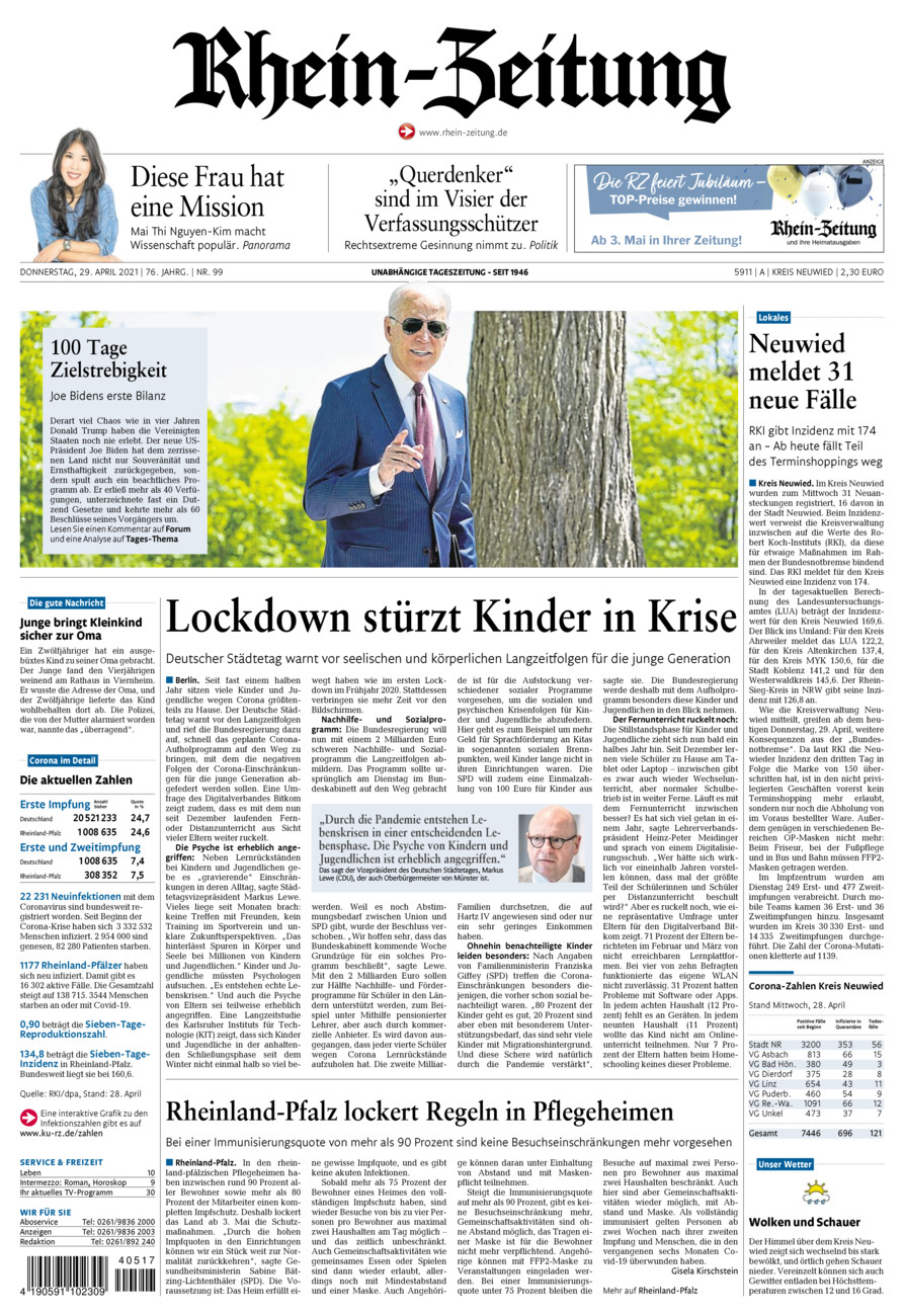 Rhein-Zeitung Kreis Neuwied vom Donnerstag, 29.04.2021
