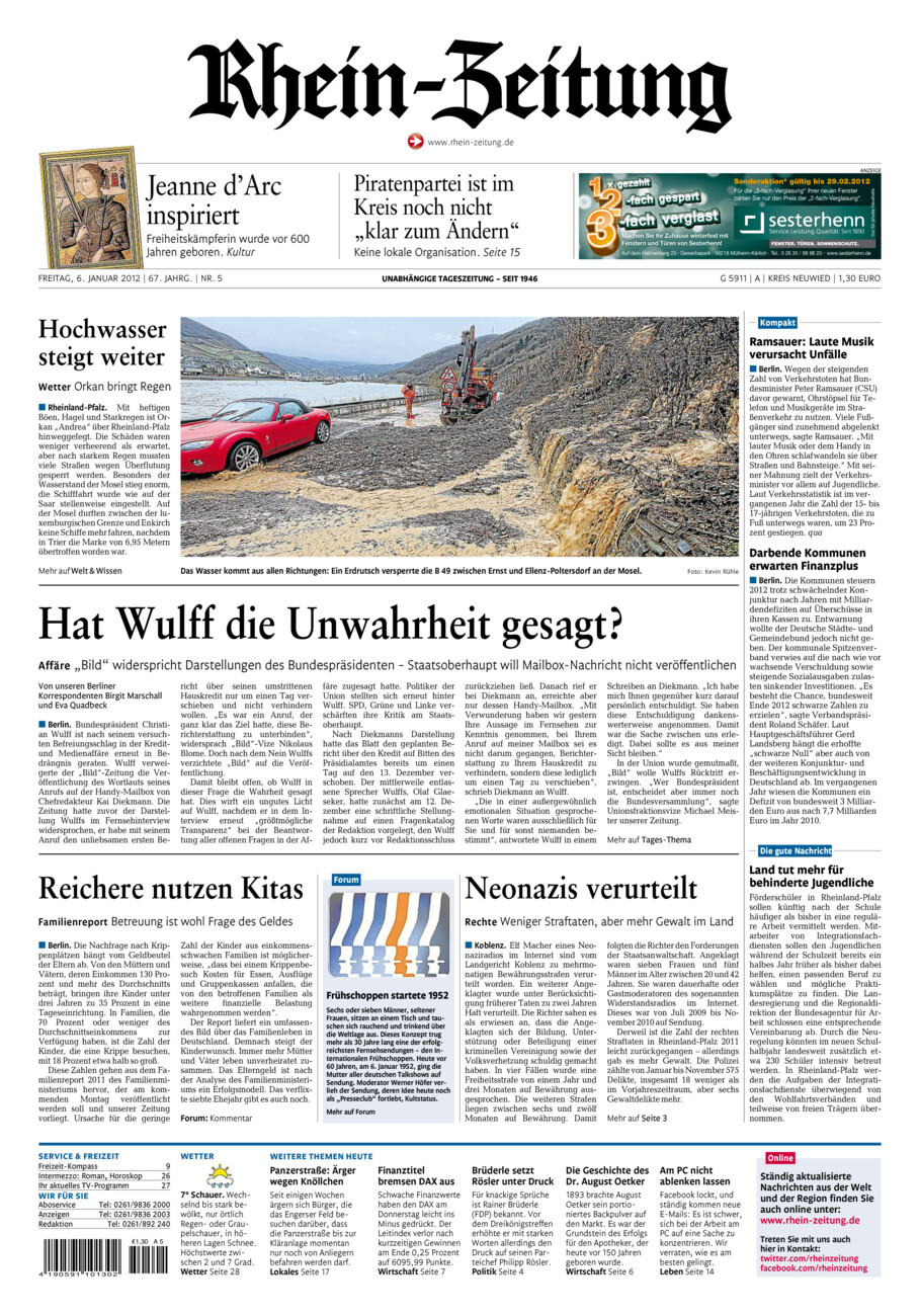 Rhein-Zeitung Kreis Neuwied vom Freitag, 06.01.2012