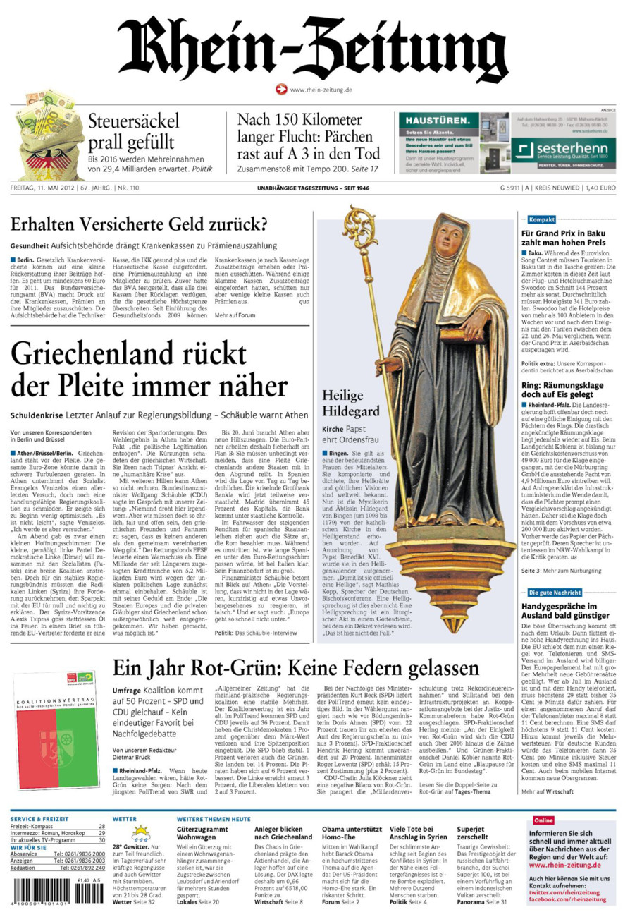 Rhein-Zeitung Kreis Neuwied vom Freitag, 11.05.2012