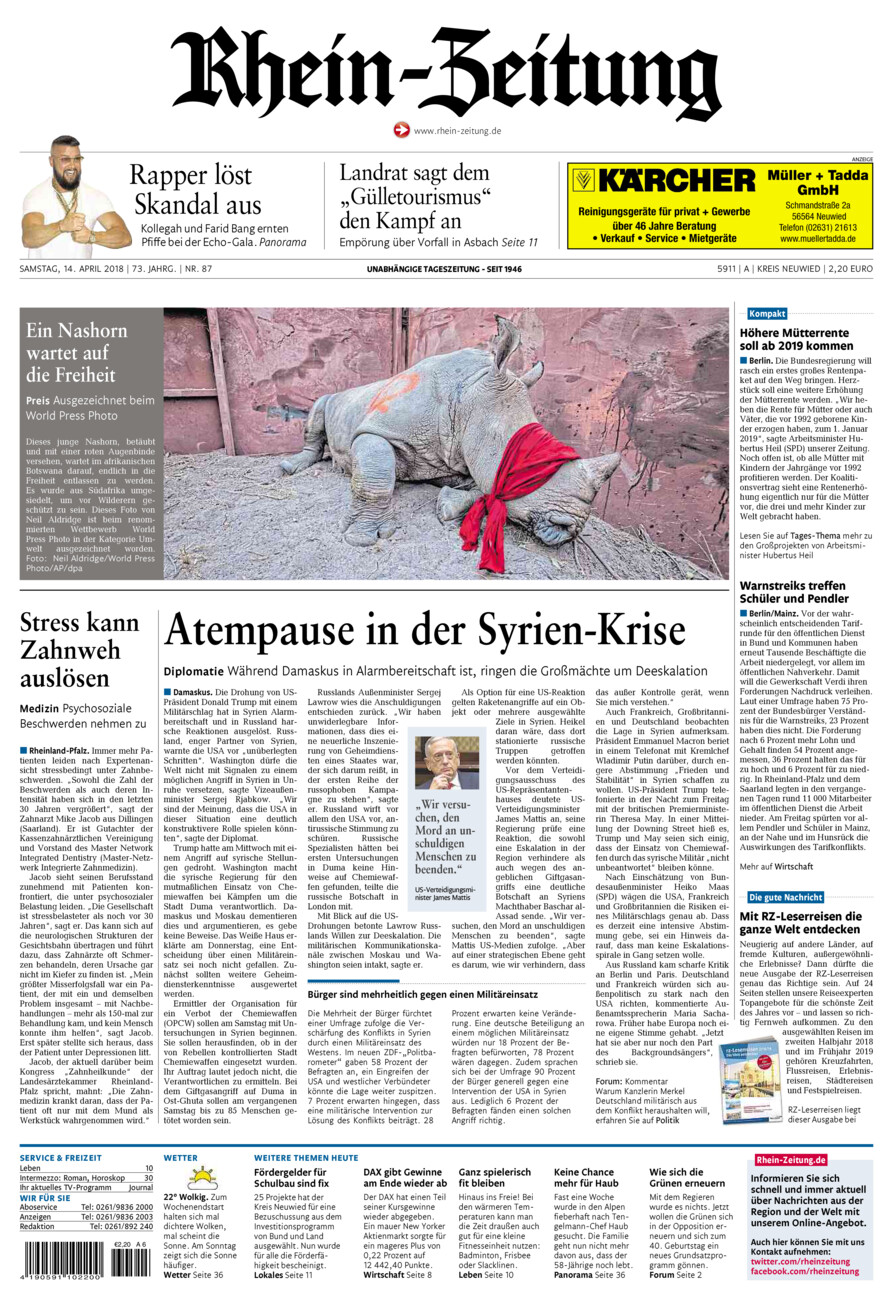 Rhein-Zeitung Kreis Neuwied vom Samstag, 14.04.2018