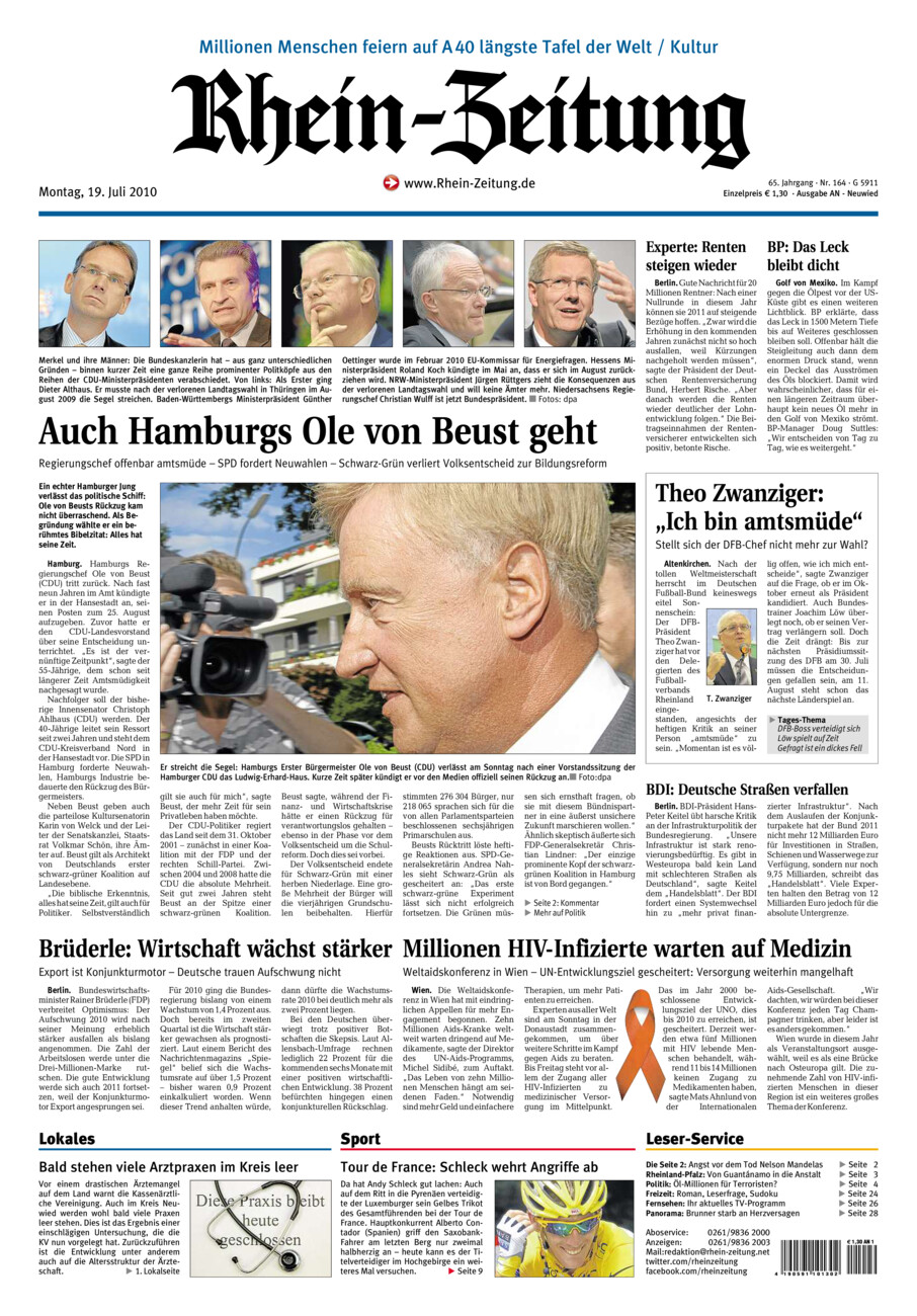 Rhein-Zeitung Kreis Neuwied vom Montag, 19.07.2010
