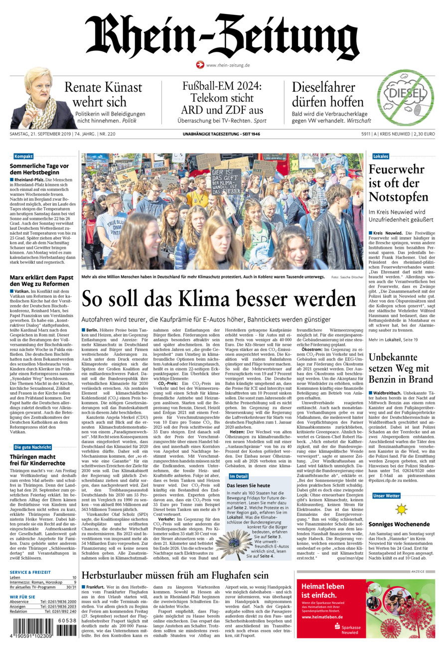Rhein-Zeitung Kreis Neuwied vom Samstag, 21.09.2019