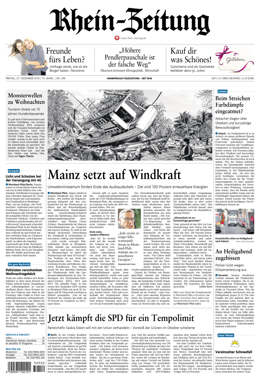 Rhein-Zeitung Kreis Neuwied vom Freitag, 27.12.2019