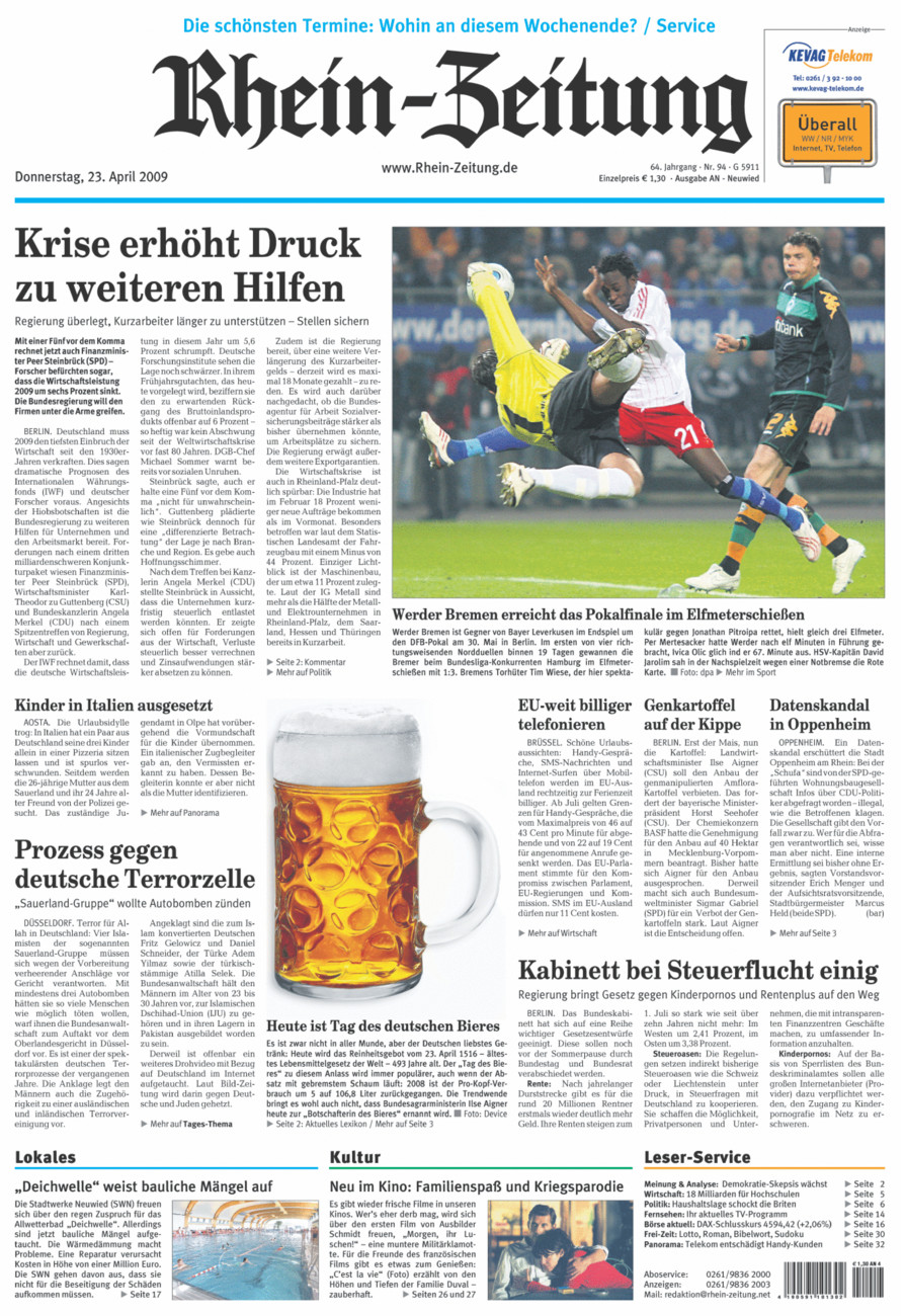 Rhein-Zeitung Kreis Neuwied vom Donnerstag, 23.04.2009