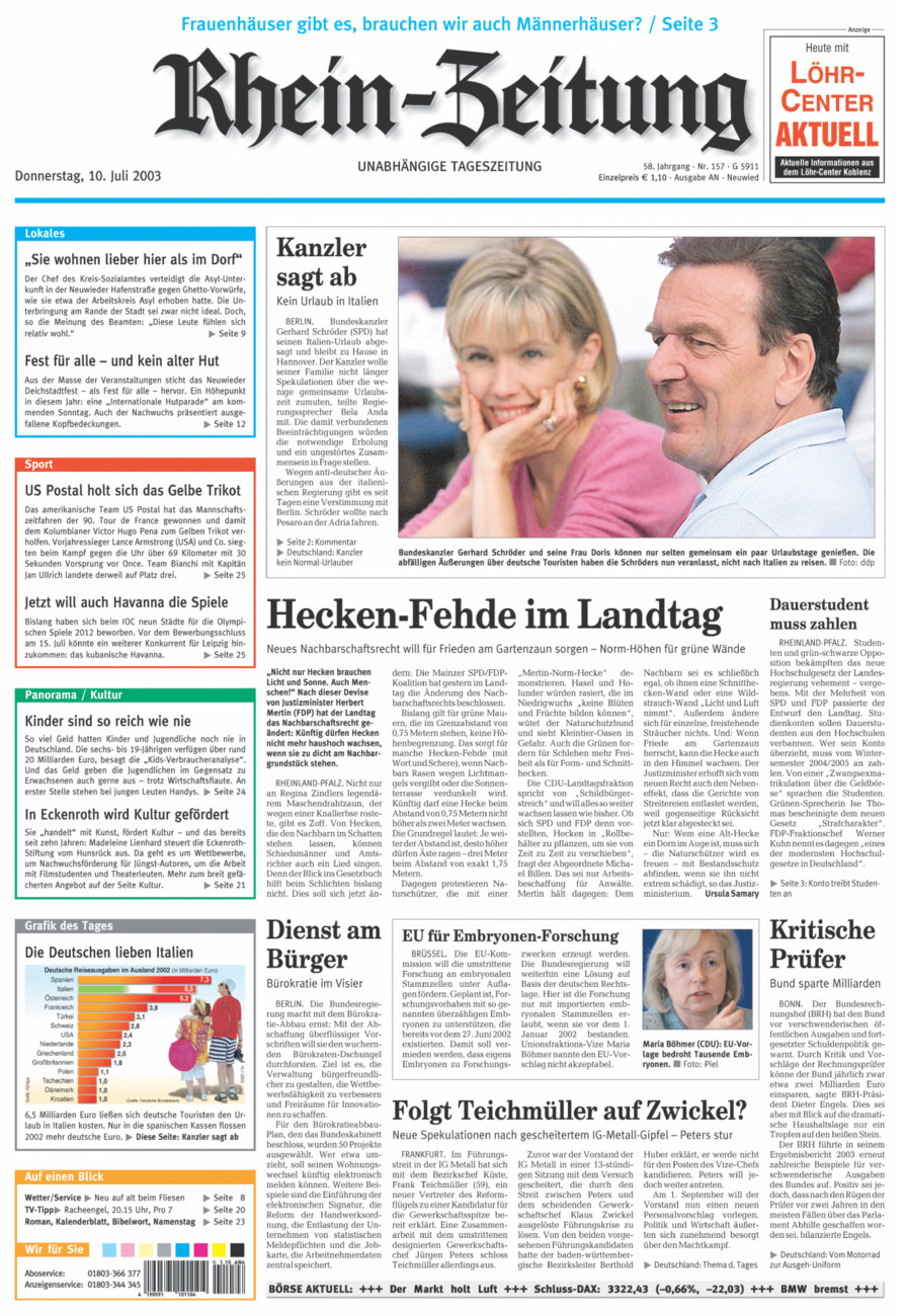 Rhein-Zeitung Kreis Neuwied vom Donnerstag, 10.07.2003