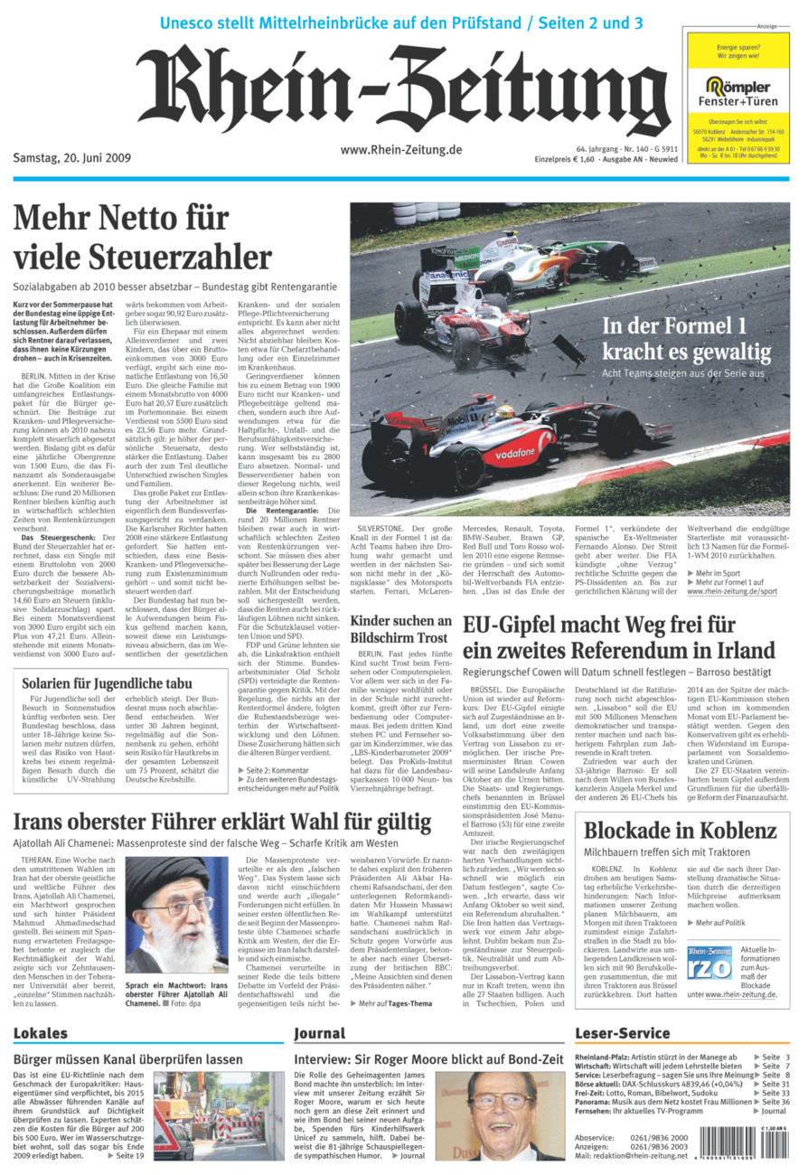 Rhein-Zeitung Kreis Neuwied vom Samstag, 20.06.2009