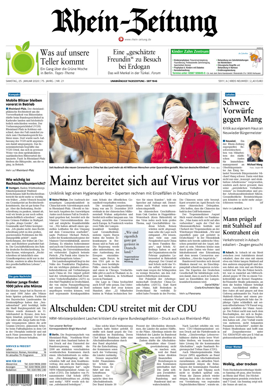 Rhein-Zeitung Kreis Neuwied vom Samstag, 25.01.2020