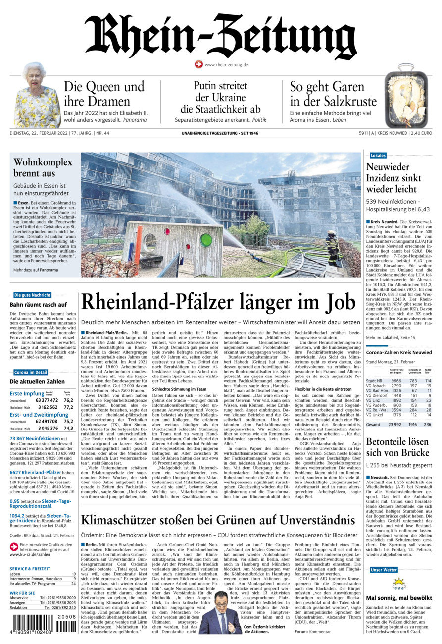 Rhein-Zeitung Kreis Neuwied vom Dienstag, 22.02.2022