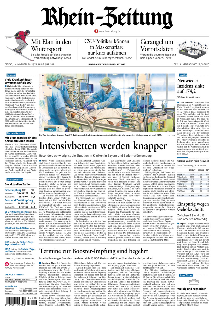 Rhein-Zeitung Kreis Neuwied vom Freitag, 19.11.2021