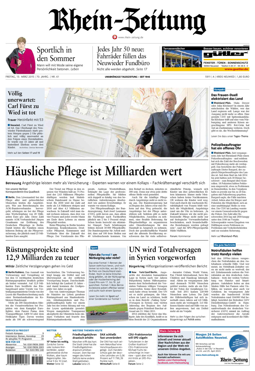 Rhein-Zeitung Kreis Neuwied vom Freitag, 13.03.2015