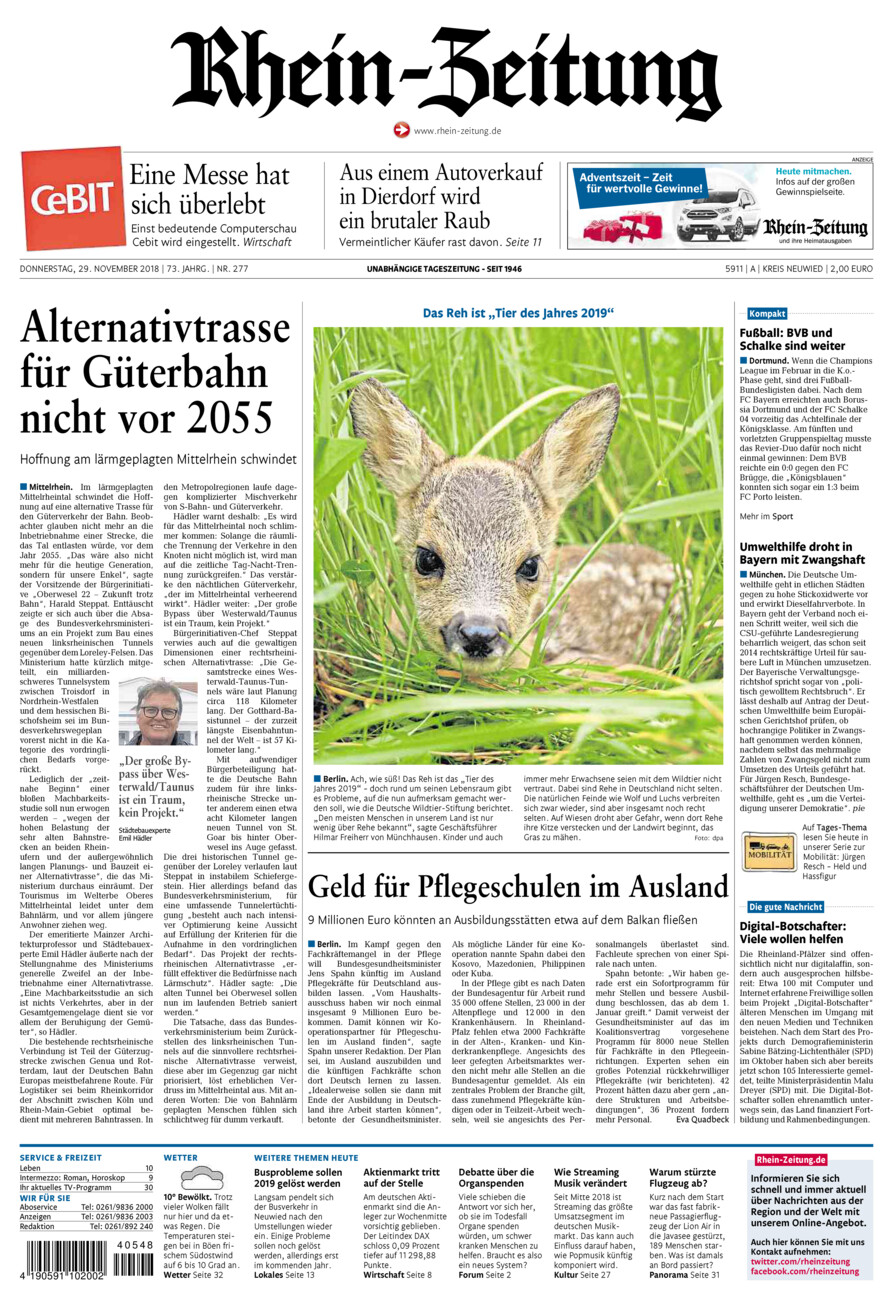 Rhein-Zeitung Kreis Neuwied vom Donnerstag, 29.11.2018