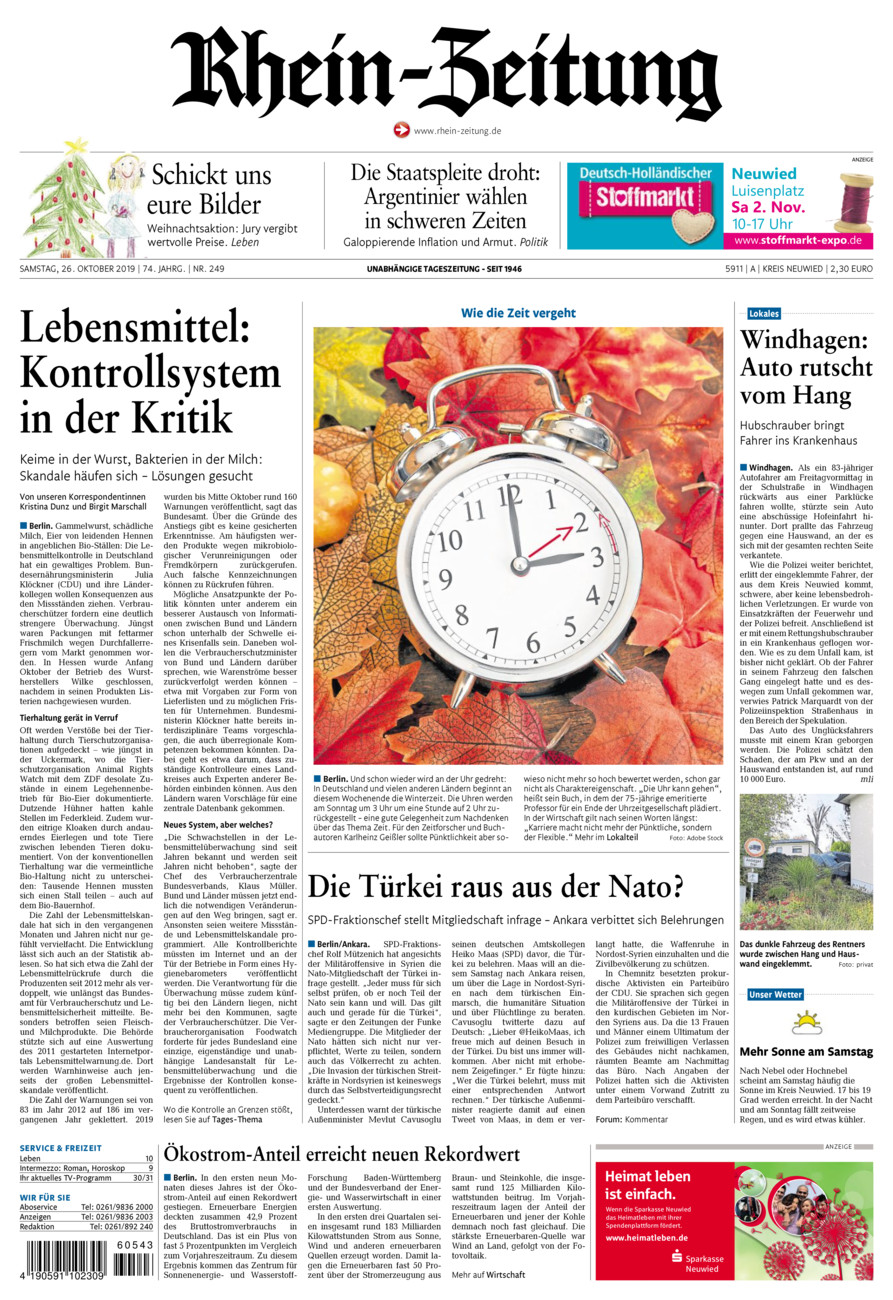 Rhein-Zeitung Kreis Neuwied vom Samstag, 26.10.2019