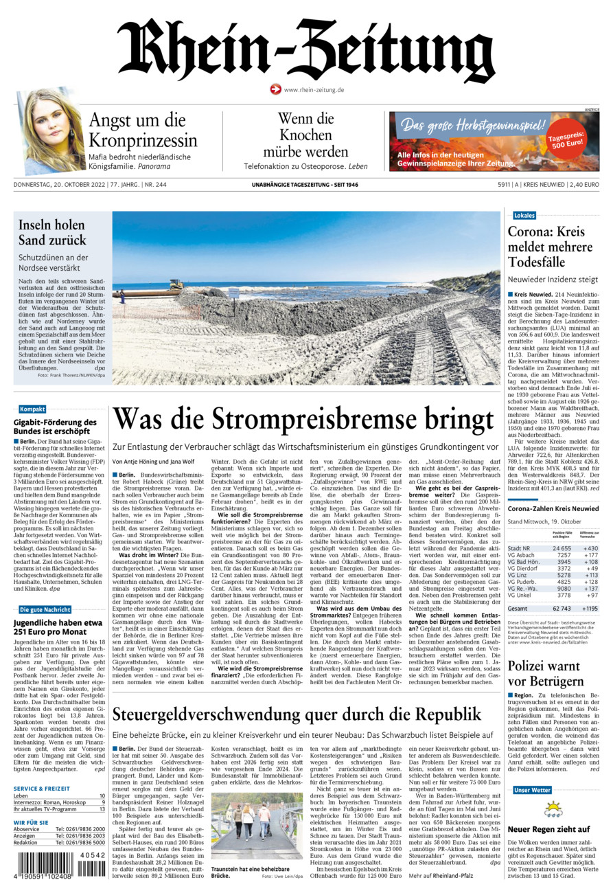 Rhein-Zeitung Kreis Neuwied vom Donnerstag, 20.10.2022