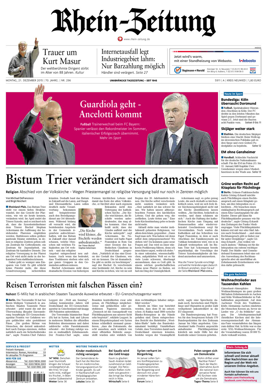 Rhein-Zeitung Kreis Neuwied vom Montag, 21.12.2015