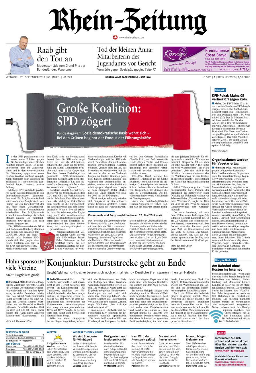 Rhein-Zeitung Kreis Neuwied vom Mittwoch, 25.09.2013