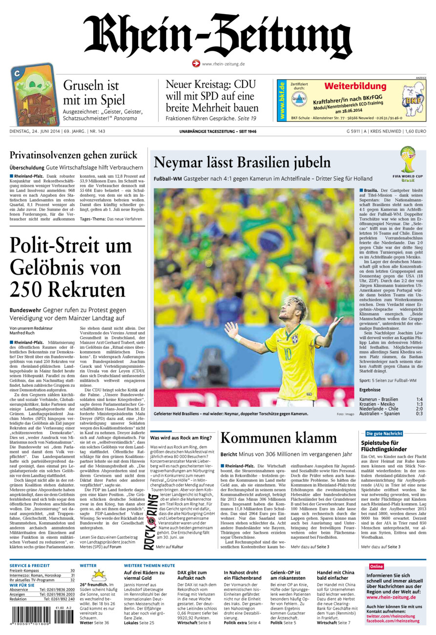 Rhein-Zeitung Kreis Neuwied vom Dienstag, 24.06.2014
