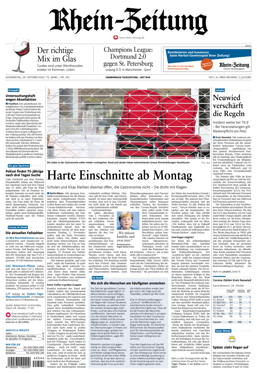 Rhein-Zeitung Kreis Neuwied vom Donnerstag, 29.10.2020