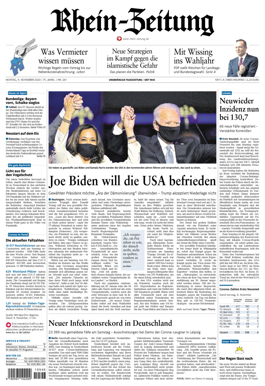 Rhein-Zeitung Kreis Neuwied vom Montag, 09.11.2020