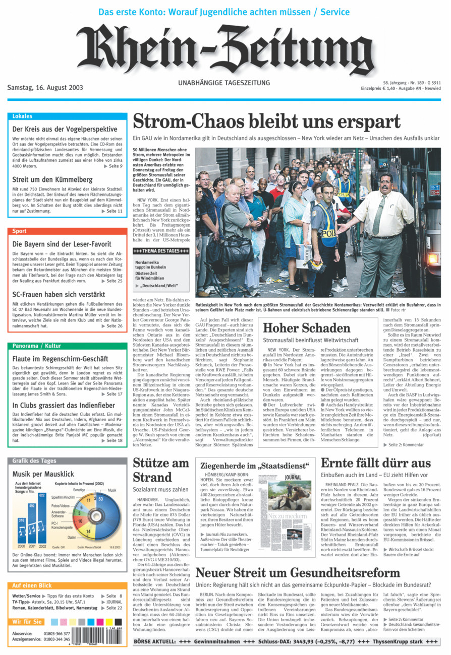Rhein-Zeitung Kreis Neuwied vom Samstag, 16.08.2003