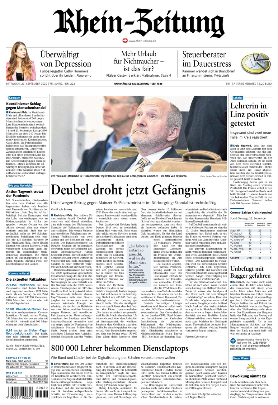 Rhein-Zeitung Kreis Neuwied vom Mittwoch, 23.09.2020
