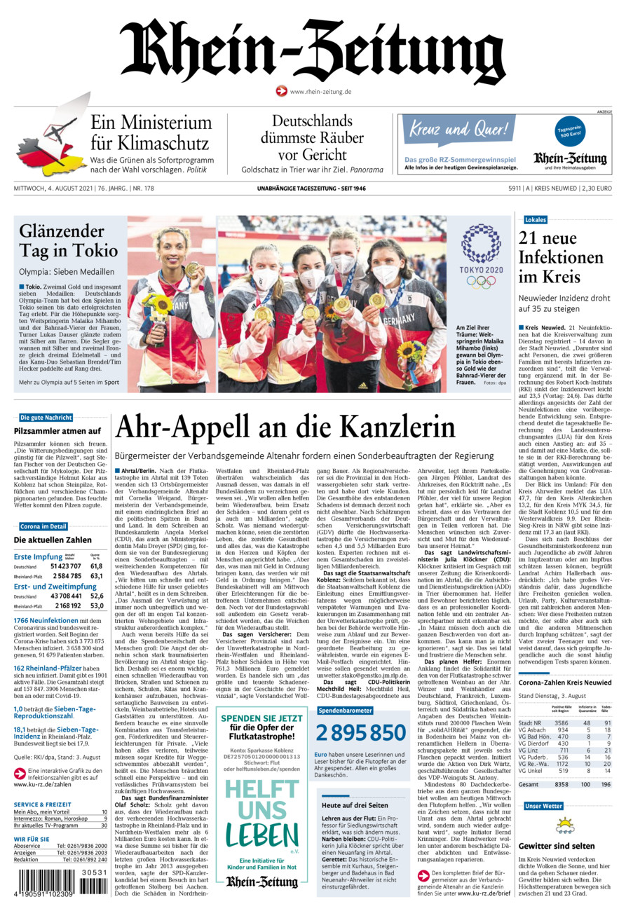 Rhein-Zeitung Kreis Neuwied vom Mittwoch, 04.08.2021