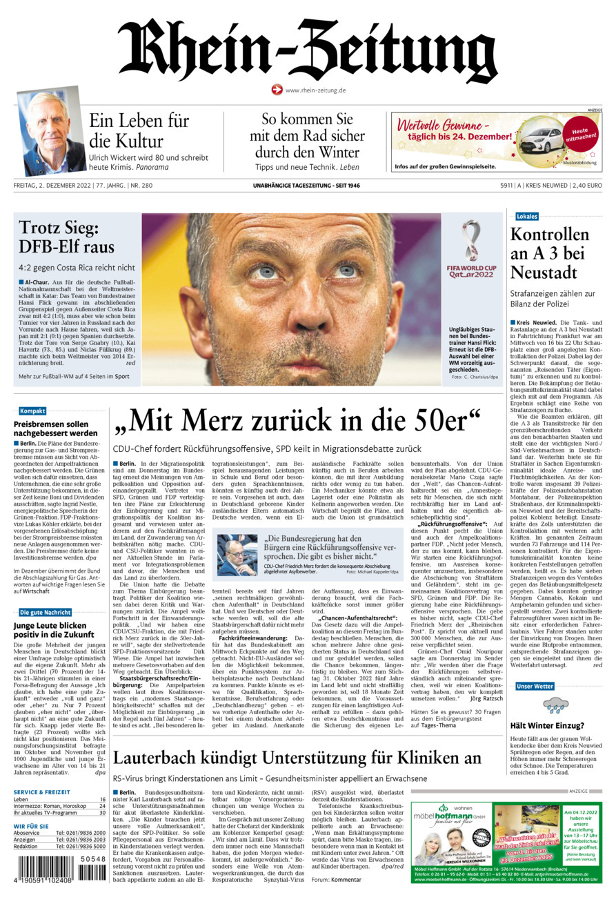 Rhein-Zeitung Kreis Neuwied vom Freitag, 02.12.2022