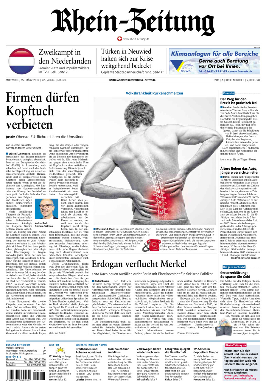 Rhein-Zeitung Kreis Neuwied vom Mittwoch, 15.03.2017