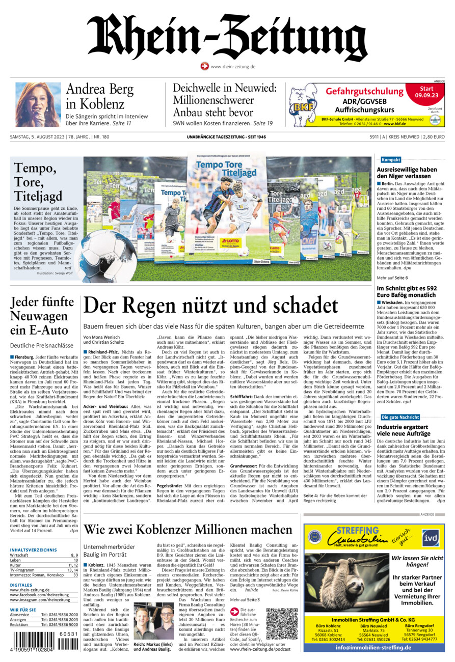 Rhein-Zeitung Kreis Neuwied vom Samstag, 05.08.2023