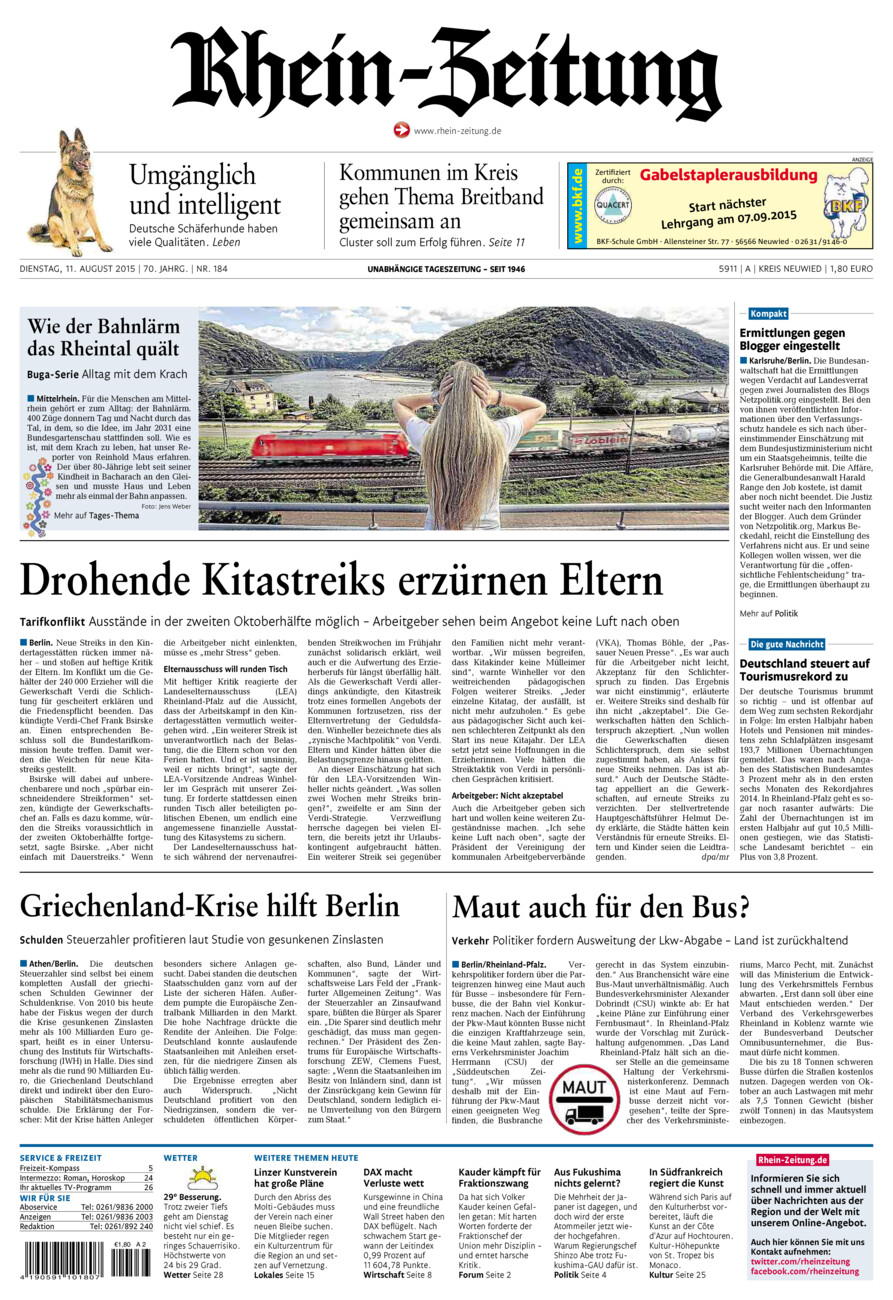 Rhein-Zeitung Kreis Neuwied vom Dienstag, 11.08.2015