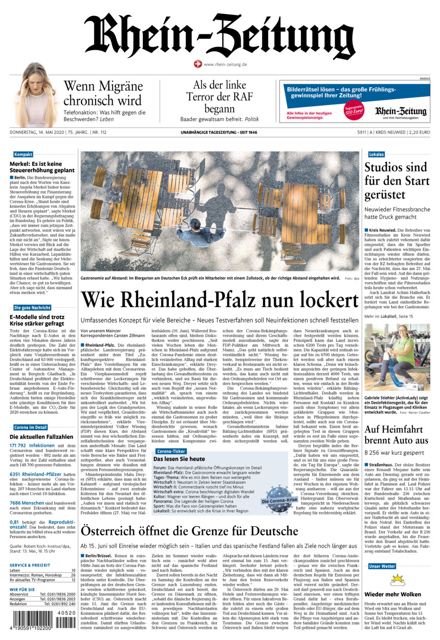 Rhein-Zeitung Kreis Neuwied vom Donnerstag, 14.05.2020