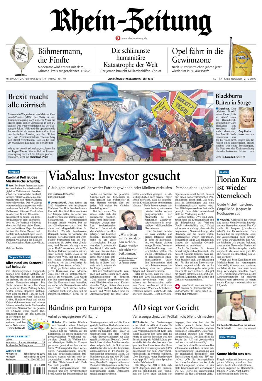 Rhein-Zeitung Kreis Neuwied vom Mittwoch, 27.02.2019